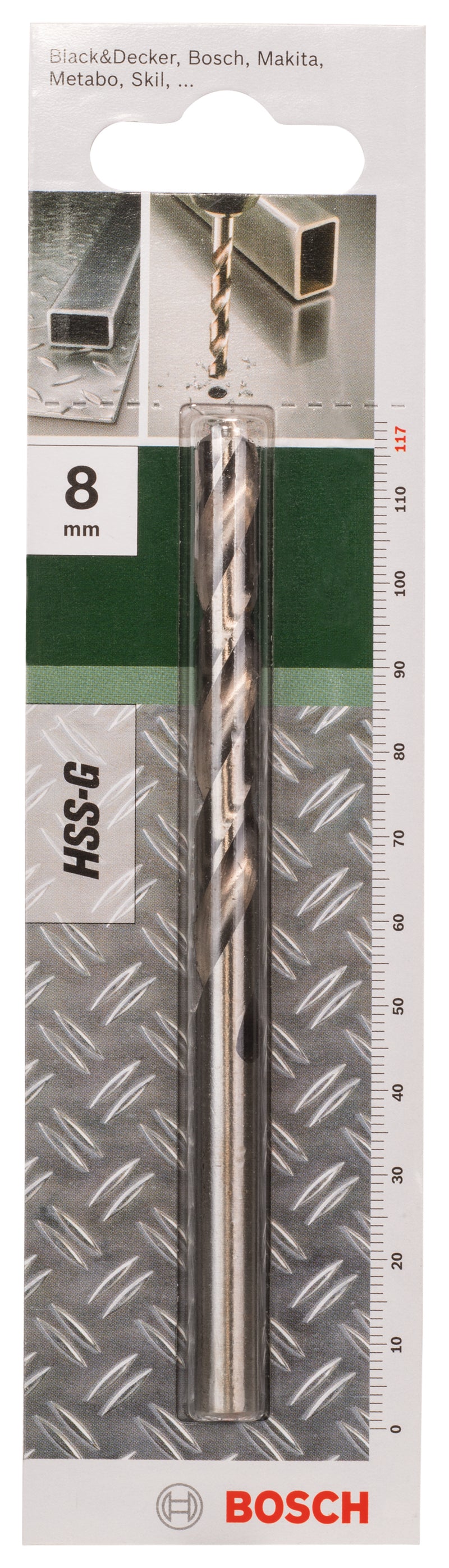 Brocas Bosch para metal HSS-G, DIN 338D= 8,0 mm; L= 117 mm