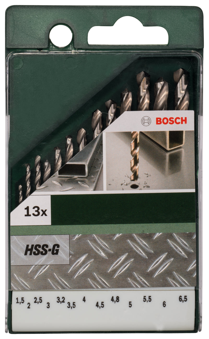 Bosch Set of 13 metal drill bits HSS-G, DIN 3381.5; 2.0; 2.5; 3.0; 3.2; 3.5; 4.0; 4.5; 4.8; 5.0; 5.5; 6.0; 6.5mm