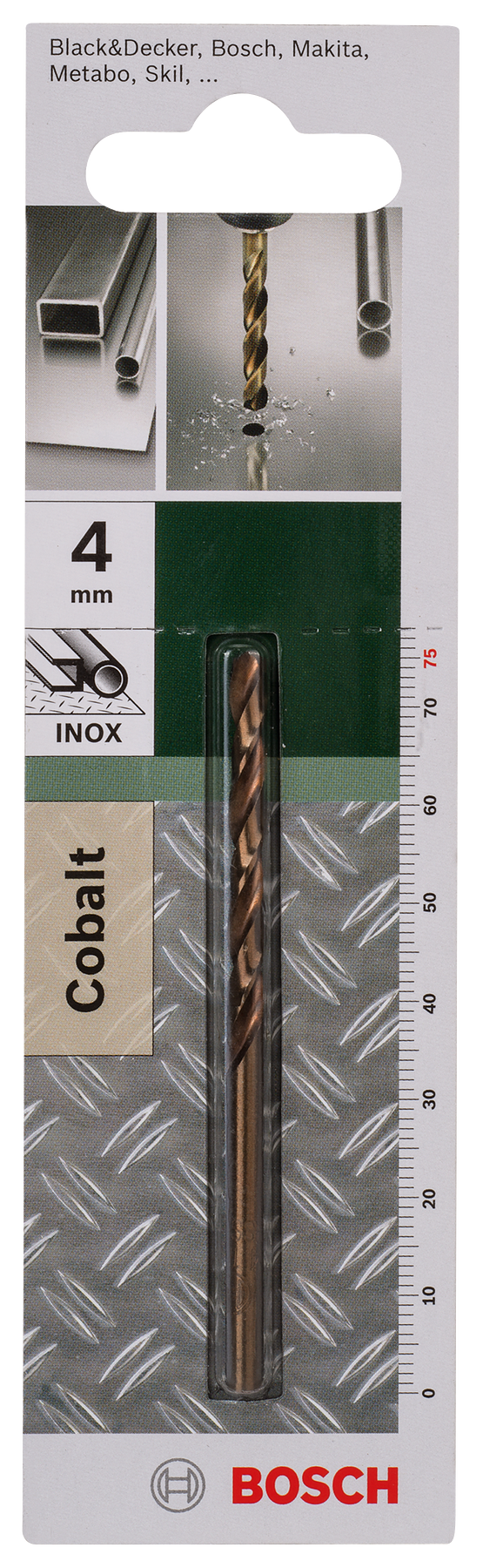 Brocas para metal Bosch HSS-Co, DIN 338D = 4,0 mm; L = 75 mm