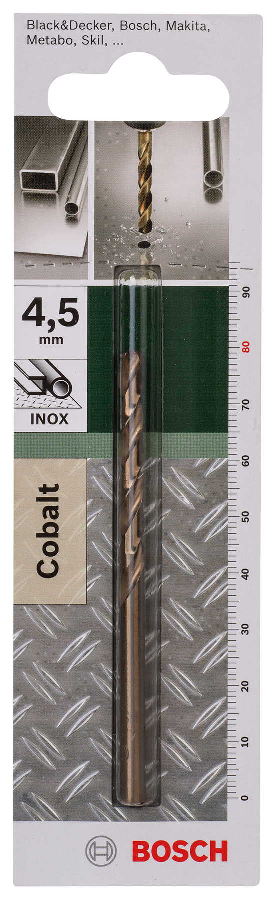 Brocas para metal Bosch HSS-Co, DIN 338D = 4,5 mm; L = 80 mm