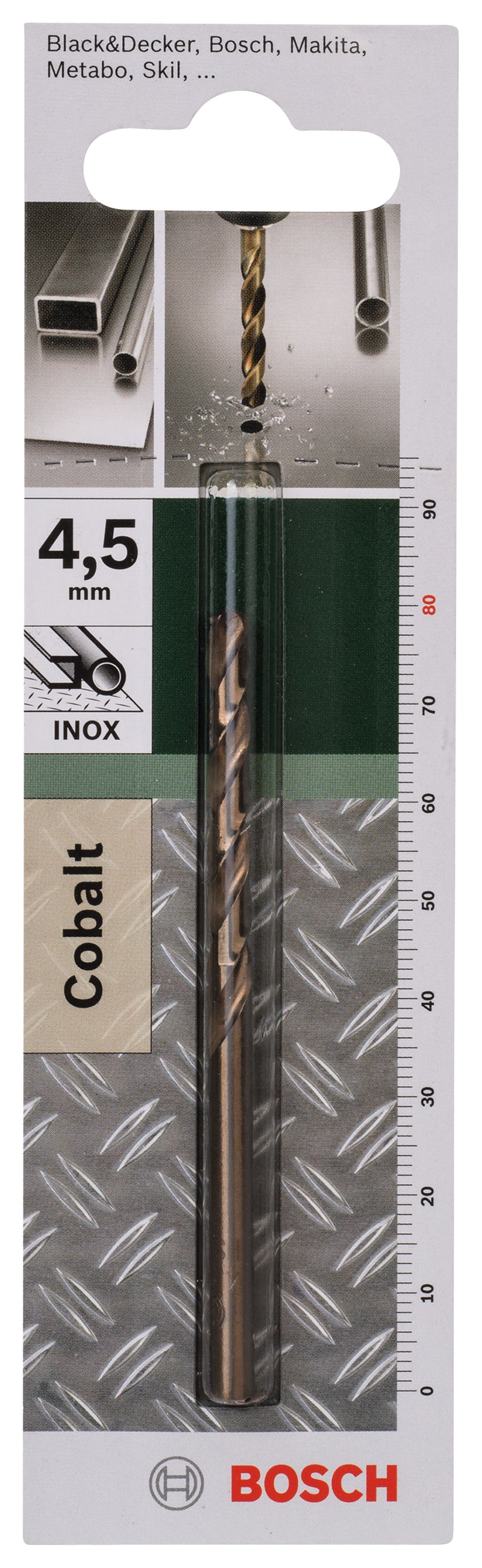 Brocas para metal Bosch HSS-Co, DIN 338D = 4,5 mm; L = 80 mm
