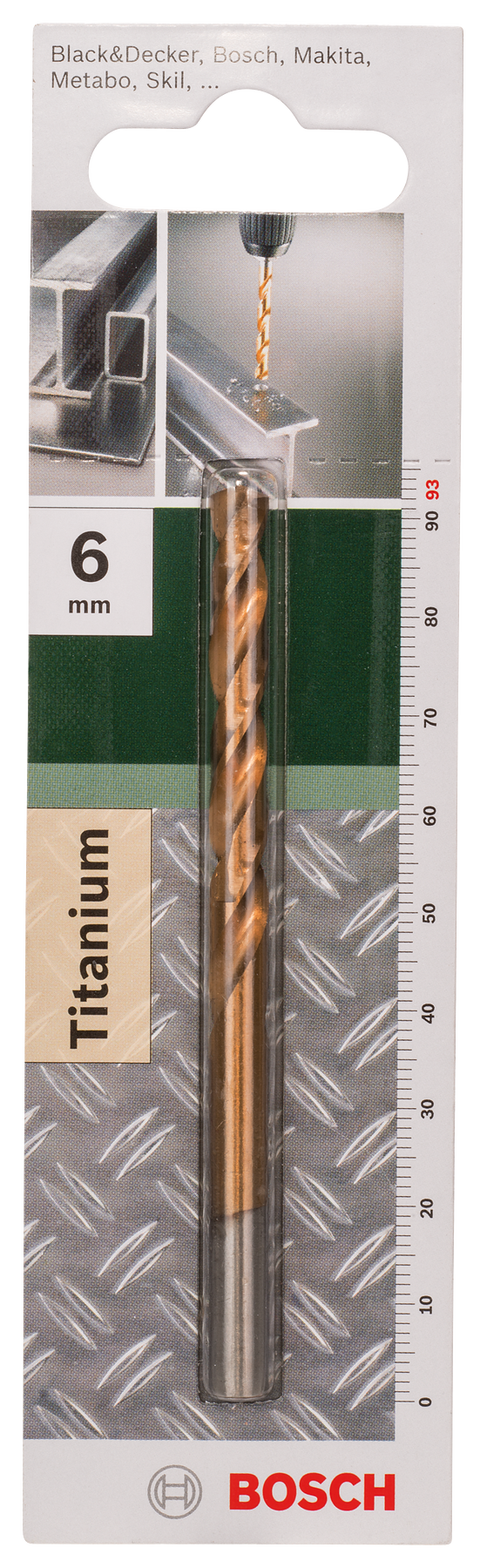 Bosch HSS-TiN metal drill bits, DIN 338D= 6.0 mm; L= 93 mm