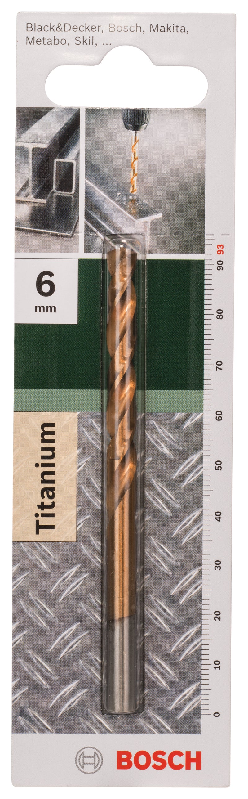 Bosch HSS-TiN metal drill bits, DIN 338D= 6.0 mm; L= 93 mm