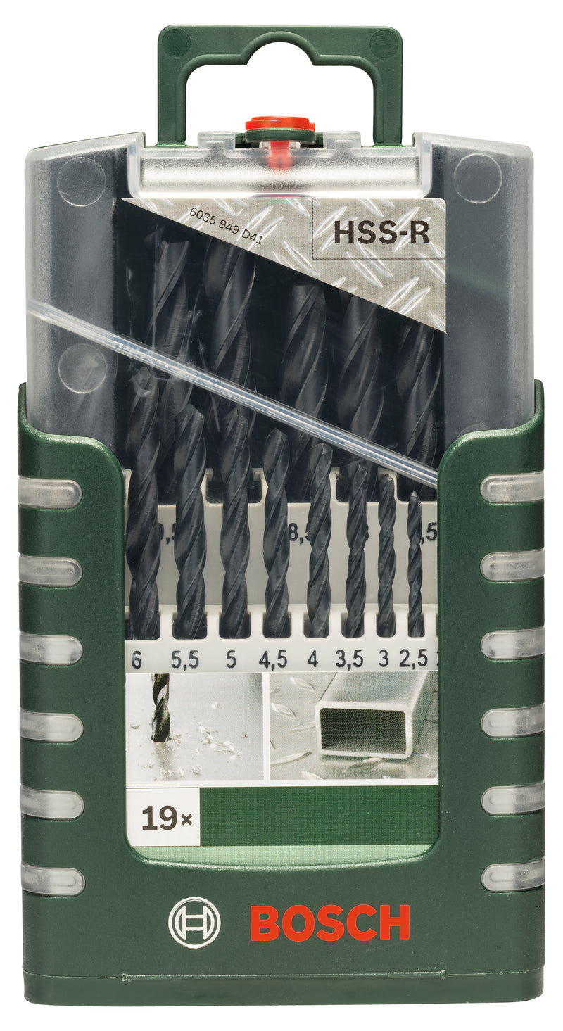 Bosch Set of 19 metal drill bits HSS-R, DIN 3381.0; 1.5; 2.0; 2.5; 3.0; 3.5; 4.0; 4.5; 5.0; 5.5; 6.0; 6.5; 7.0; 7.5; 8.0; 8.5; 9.0; 9.5; 10.0mm