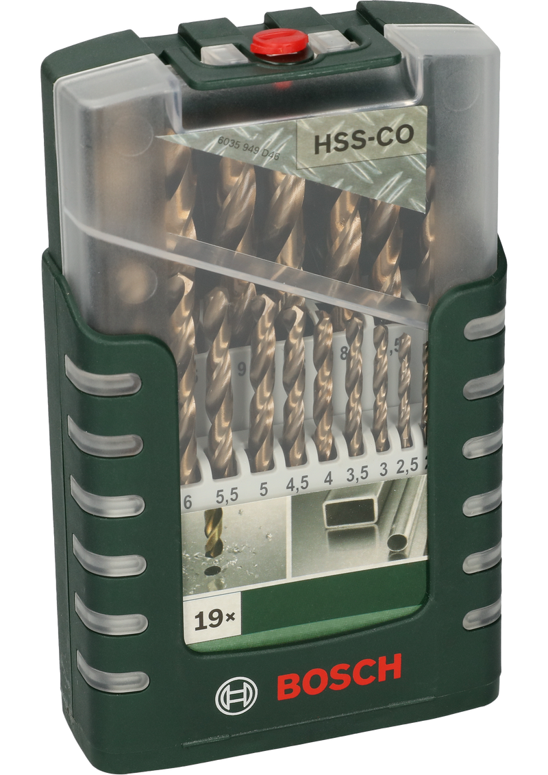 Bosch Set of 19 metal drill bits HSS-Co, DIN 3381.0; 1.5; 2.0; 2.5; 3.0; 3.5; 4.0; 4.5; 5.0; 5.5; 6.0; 6.5; 7.0; 7.5; 8.0; 8.5; 9.0; 9.5; 10.0mm