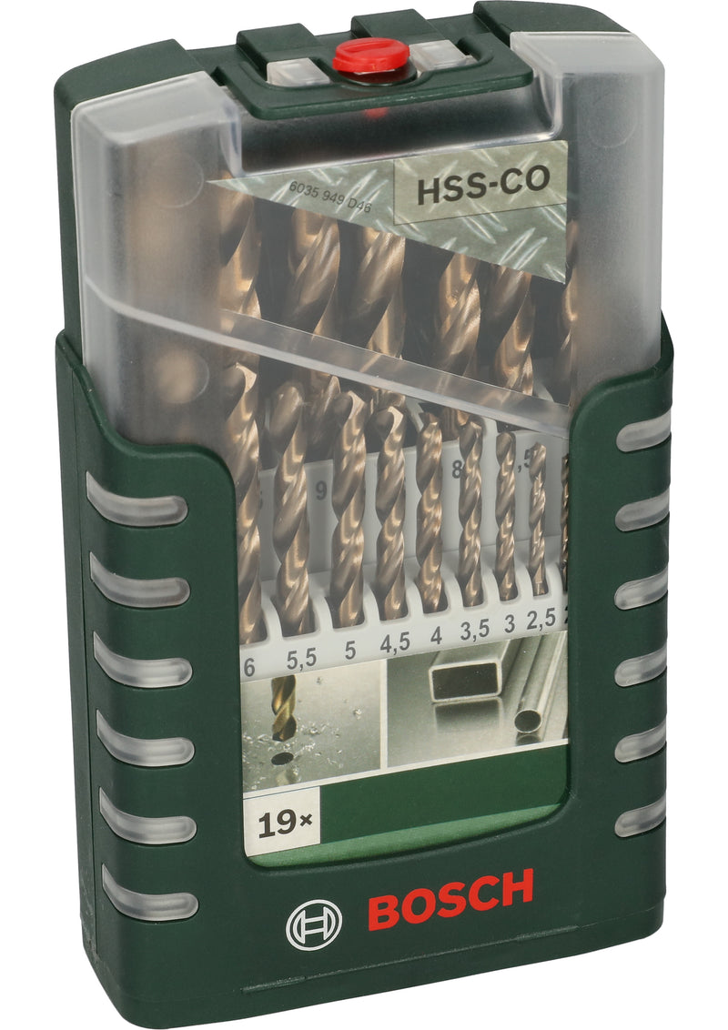 Bosch Set of 19 metal drill bits HSS-Co, DIN 3381.0; 1.5; 2.0; 2.5; 3.0; 3.5; 4.0; 4.5; 5.0; 5.5; 6.0; 6.5; 7.0; 7.5; 8.0; 8.5; 9.0; 9.5; 10.0mm