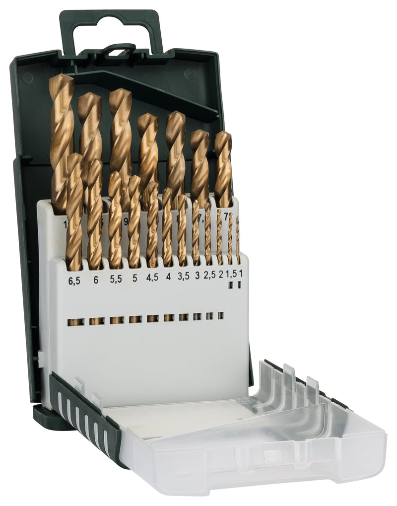 Bosch Set of 19 metal drill bits HSS-TiN, DIN 3381.0; 1.5; 2.0; 2.5; 3.0; 3.5; 4.0; 4.5; 5.0; 5.5; 6.0; 6.5; 7.0; 7.5; 8.0; 8.5; 9.0; 9.5; 10.0mm