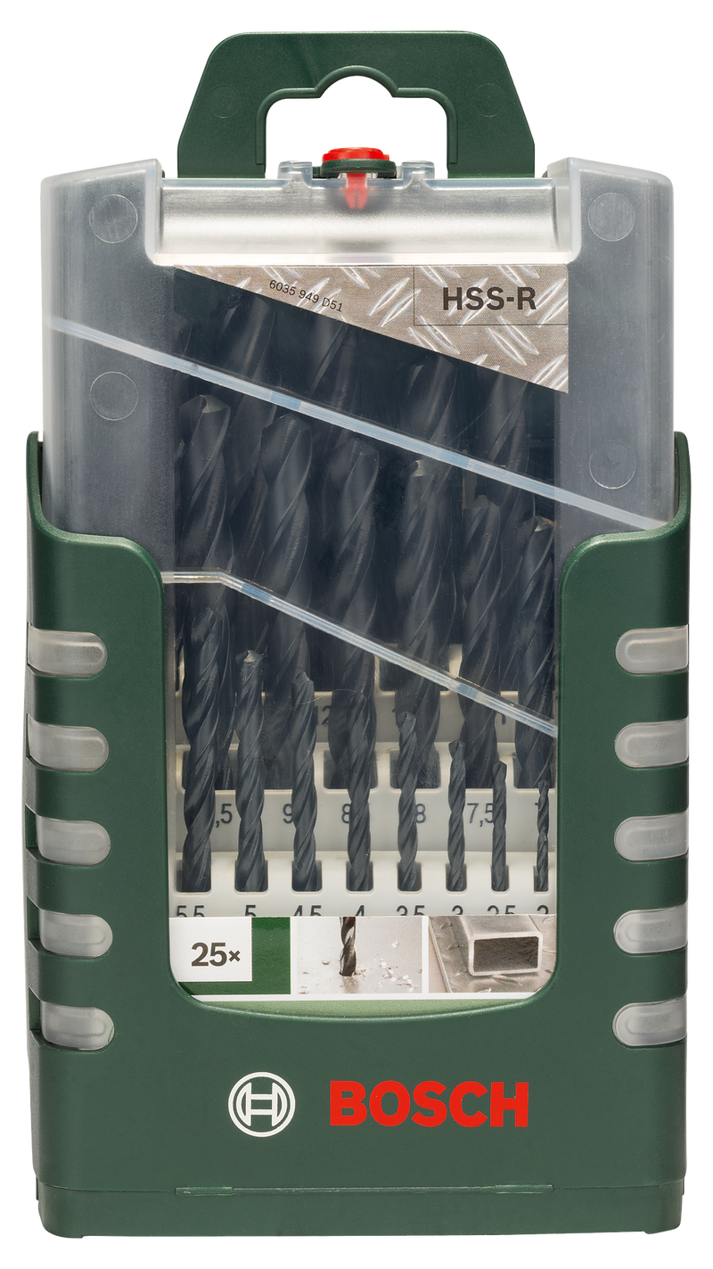Bosch Set of 19 metal drill bits HSS-R, DIN 3381.0; 1.5; 2.0; 2.5; 3.0; 3.5; 4.0; 4.5; 5.0; 5.5; 6.0; 6.5; 7.0; 7.5; 8.0; 8.5; 9.0; 9.5; 10.0mm