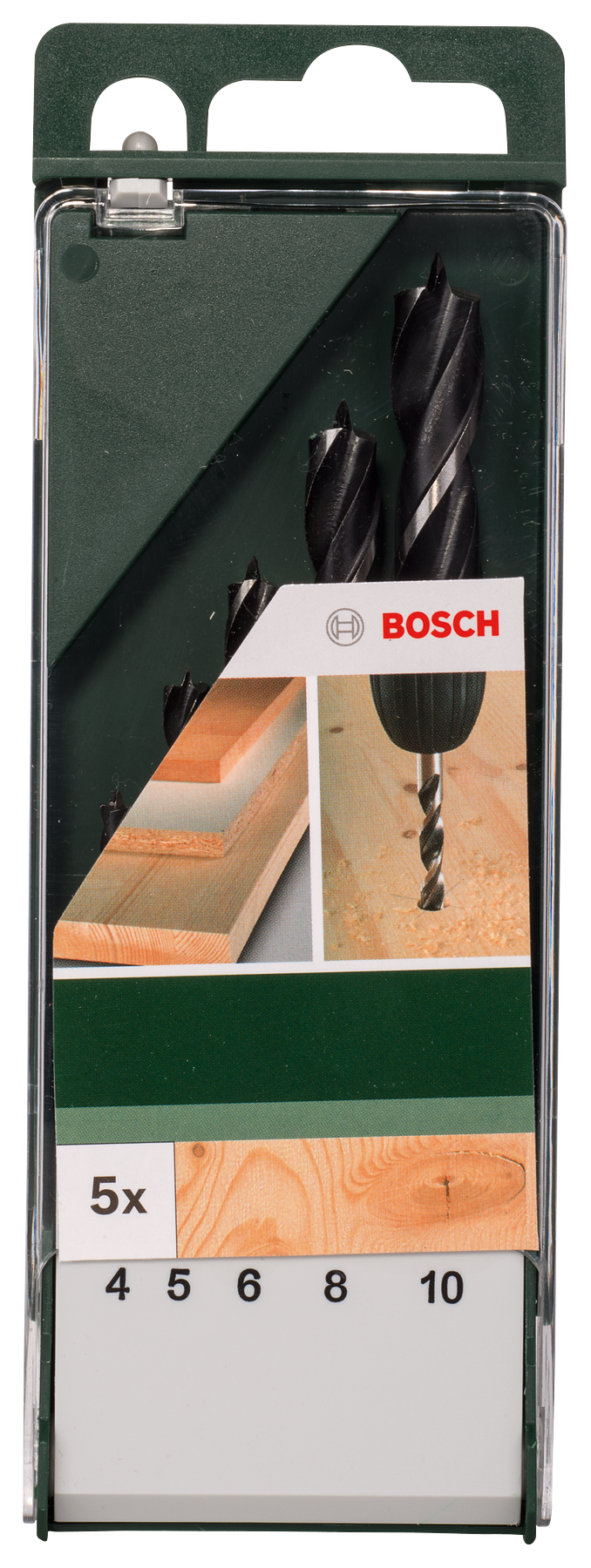 Bosch Set of 5 spiral drill bits for wood 4.0; 5.0; 6.0; 8.0; 10.0 mm
