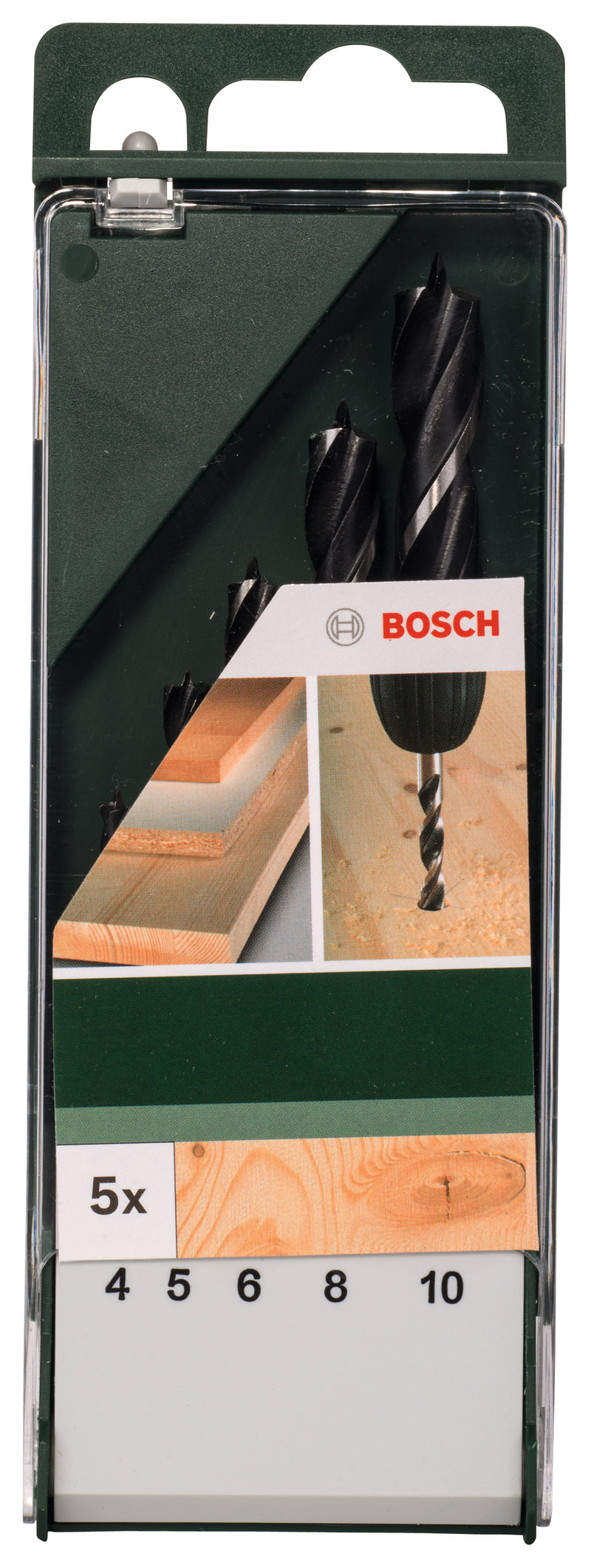 Bosch Set of 5 spiral drill bits for wood 4.0; 5.0; 6.0; 8.0; 10.0 mm
