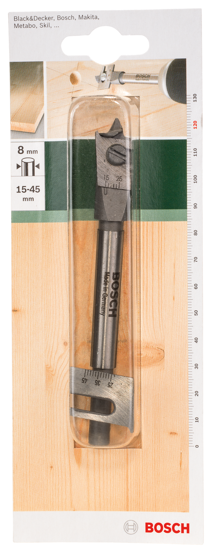 Bosch Flat Wood Drill Bit 15-45Mm