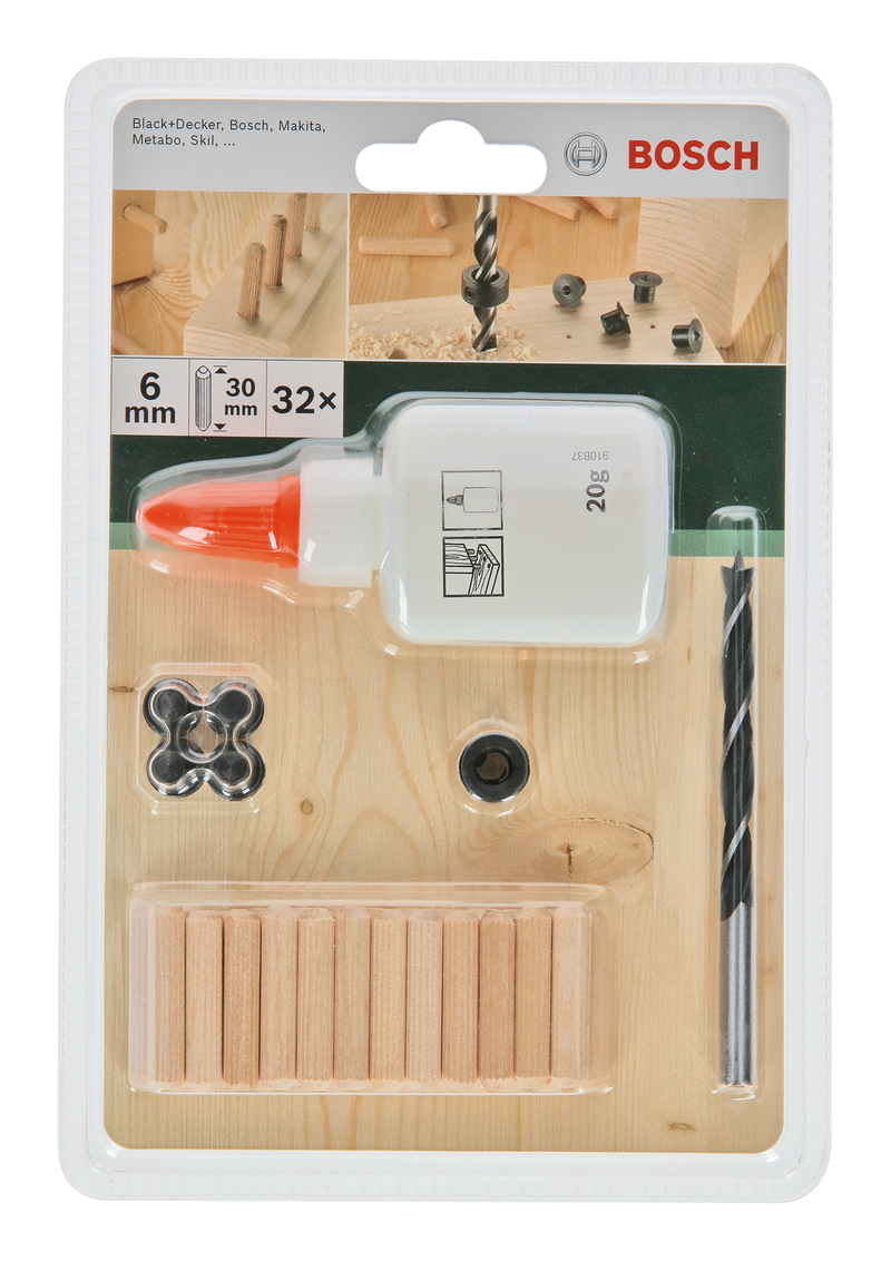 Conjunto de cavilhas Bosch 6X30mm, 32 peças