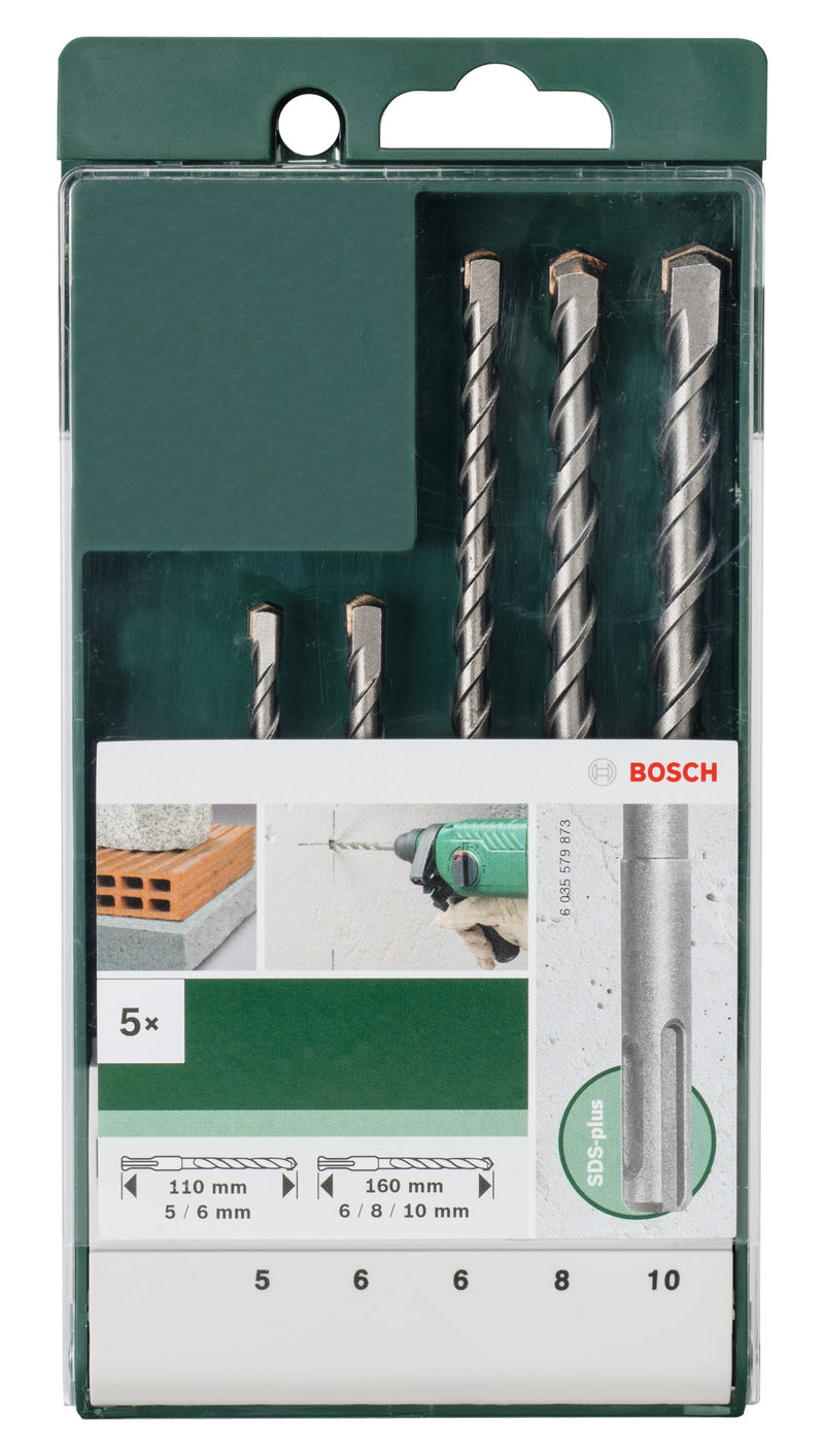Conjunto de 5 berbequins de impacto Bosch SDS plus 5,0x110; 6,0x110; 6,0x160; 8,0x160; 10,0x160 mm