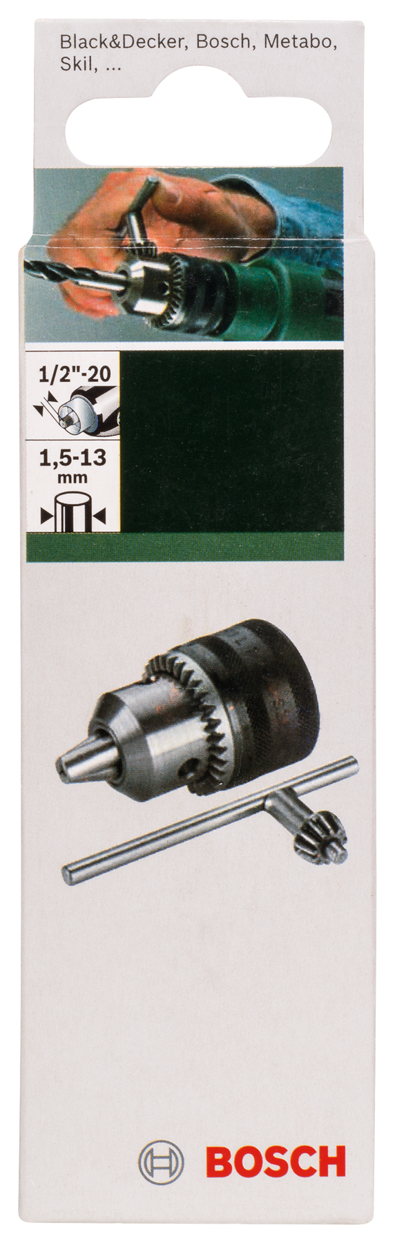Mandril Bosch Chaveado 1,5-13, 1/2"- 20
