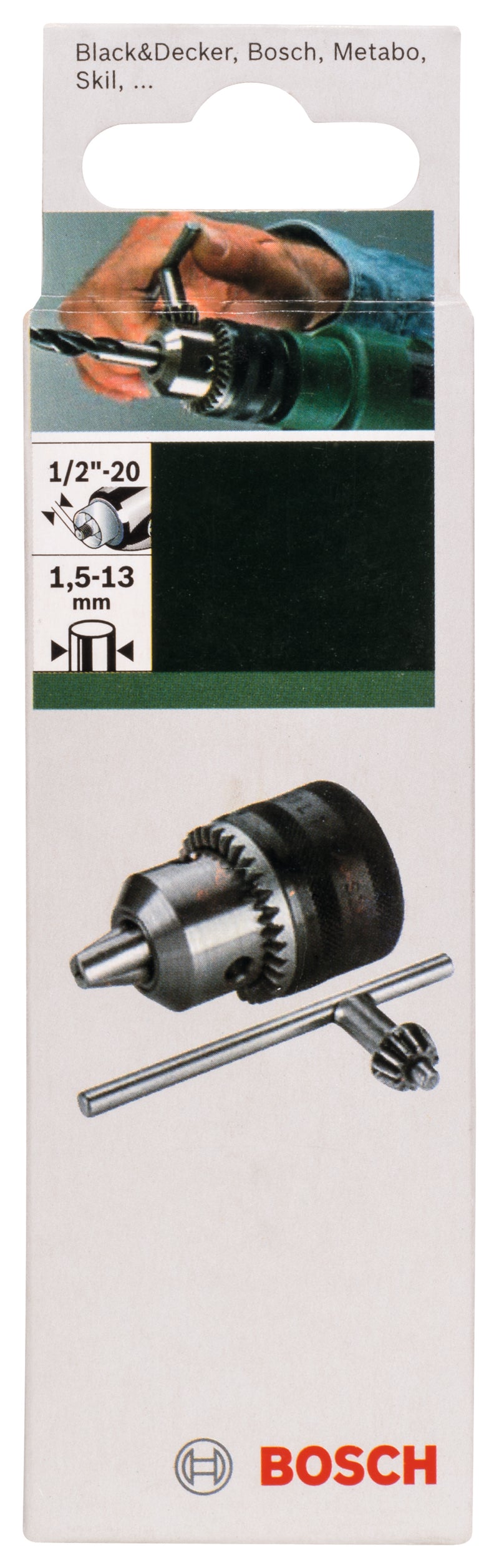 Mandril Bosch Chaveado 1,5-13, 1/2"- 20