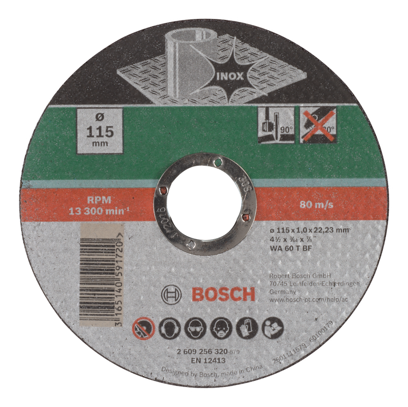 Bosch Straight cutting disc, InoxD= 115 mm; thickness= 1.0 mm