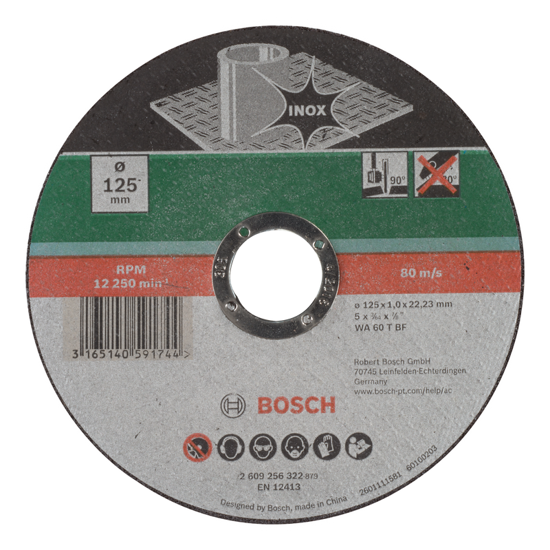 Disco de corte recto Bosch, InoxD= 125 mm; espesor= 1,0 mm