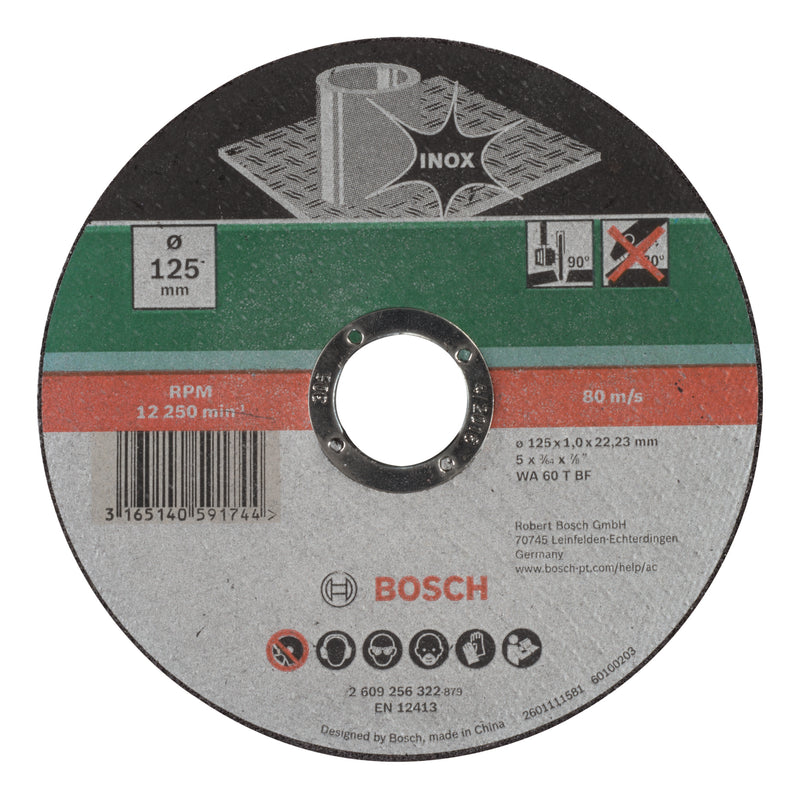 Disco de corte recto Bosch, InoxD= 125 mm; espesor= 1,0 mm