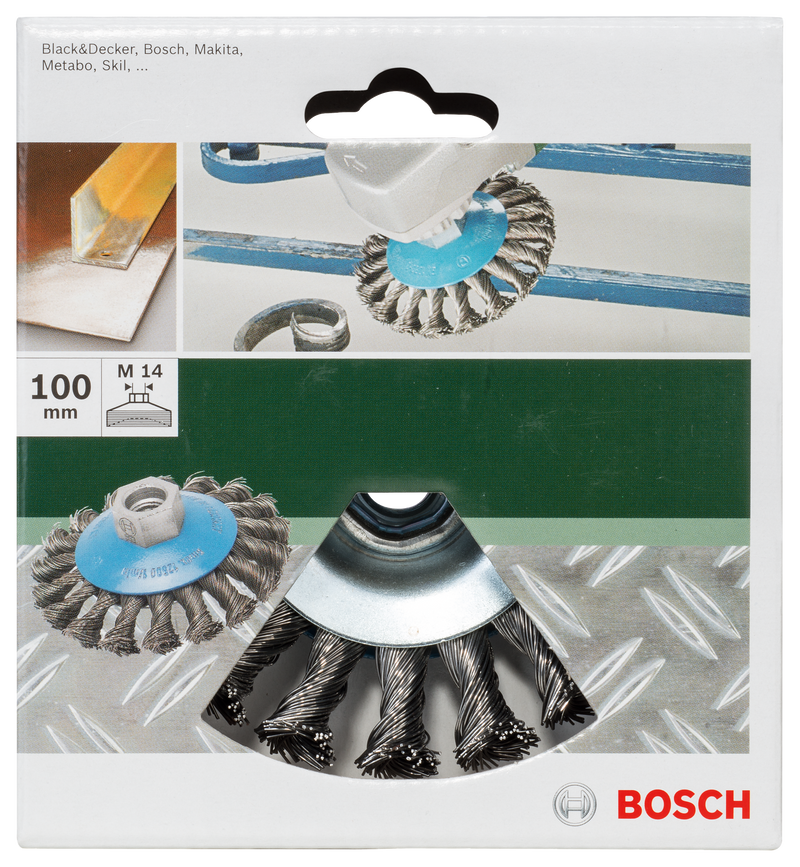 Cepillo de alambre biselado Bosch para amoladoras angulares y rectas - Alambre trenzado, 100 mm