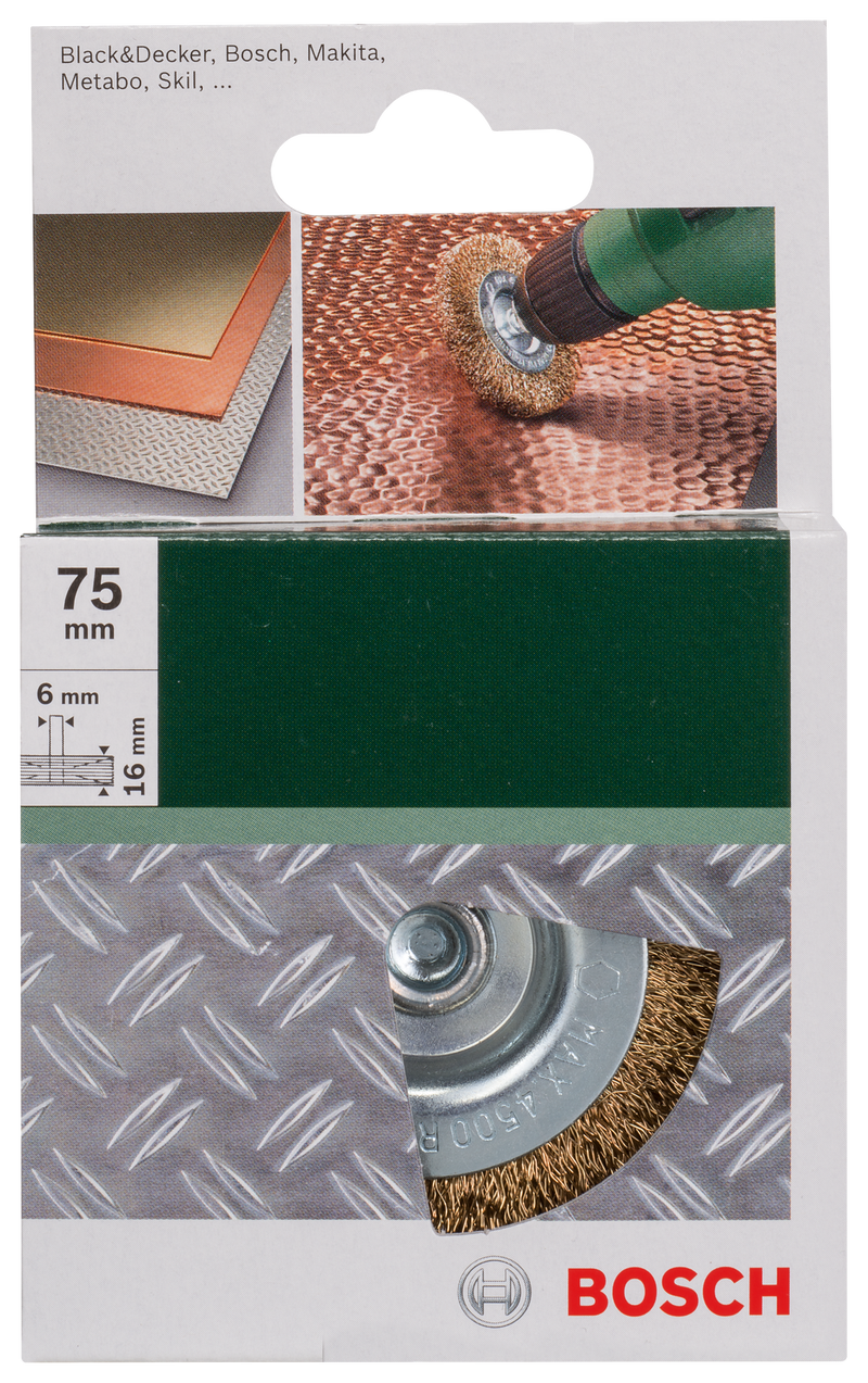Escovas de arame Bosch para berbequins - Arame ondulado, revestido a latão, 75 mm