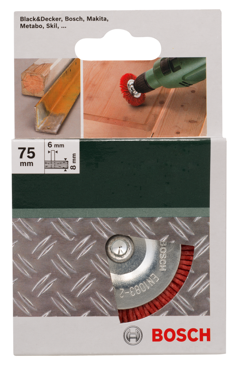 Escovas de arame Bosch para berbequins - Arame de nylon com abrasivo de coríndon K80, 75 mm
