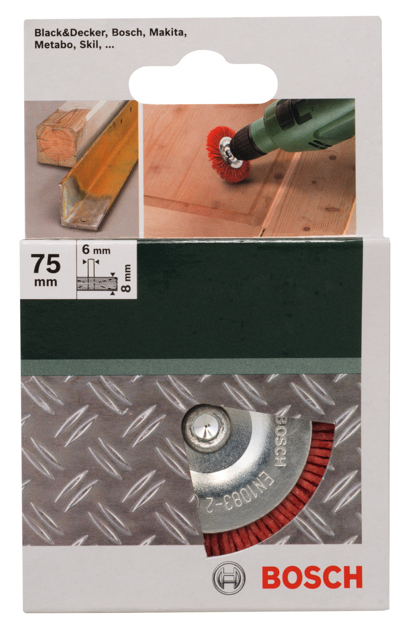 Escovas de arame Bosch para berbequins - Arame de nylon com abrasivo de coríndon K80, 75 mm