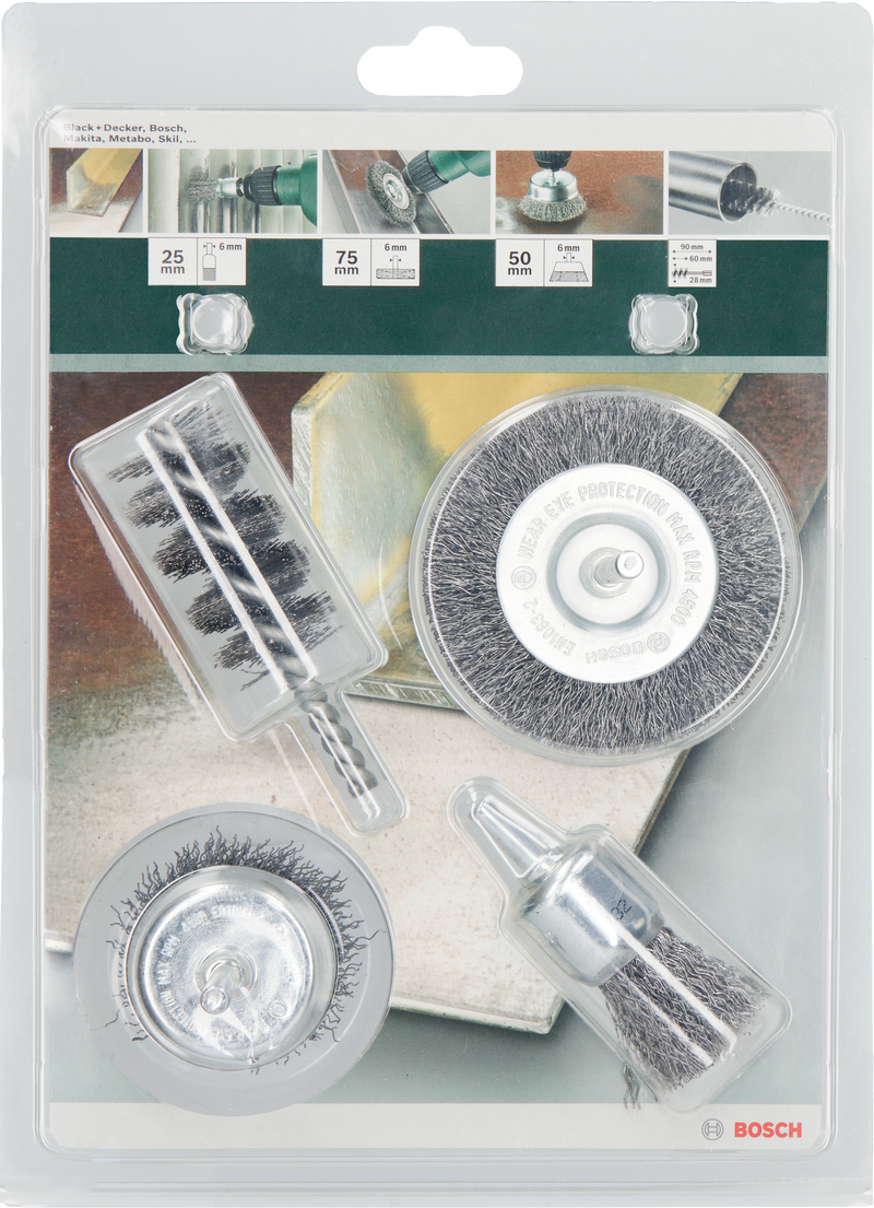 Bosch Set of 4 wire brushes Set of 4 steel brushes