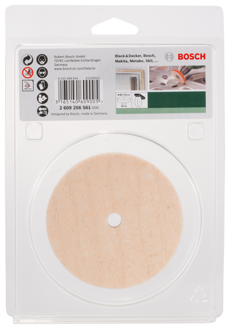 Disco de polimento de feltro Bosch 85 x 15 x 10 mm