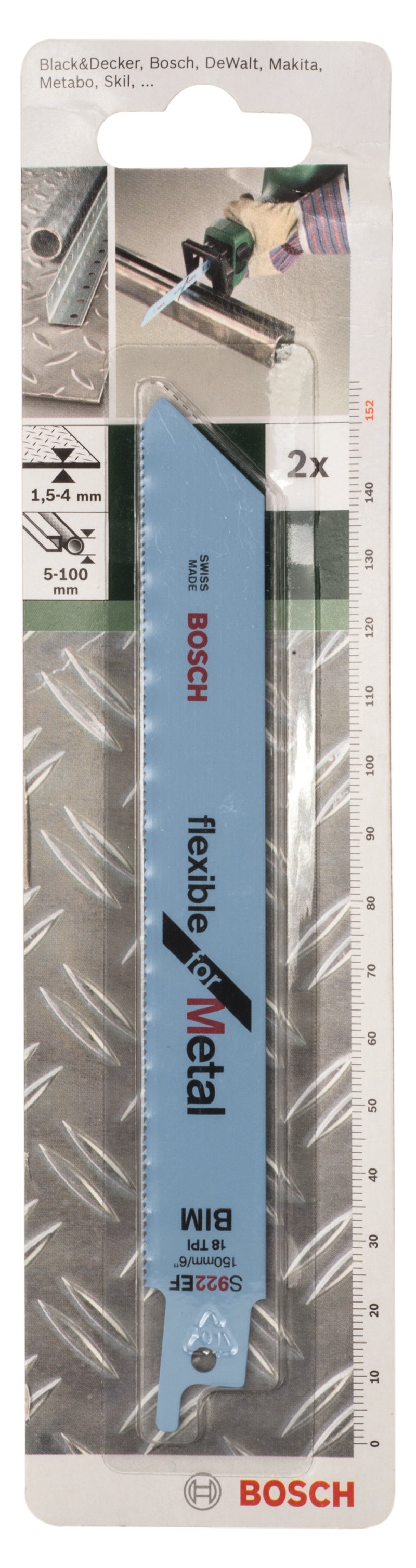 Bosch Bimetal Reciprocating Saw Blade, S 922 EFFlexible for Metal