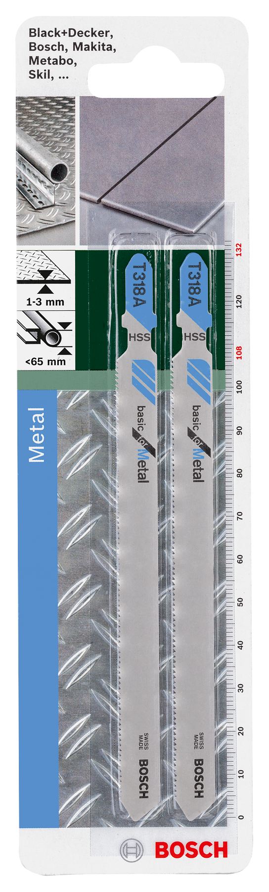 Hoja de sierra de calar HSS Bosch, T 318 ABasic para metal