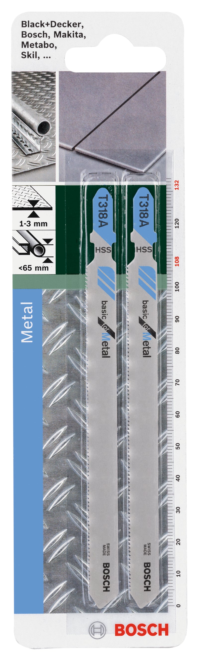 Hoja de sierra de calar HSS Bosch, T 318 ABasic para metal