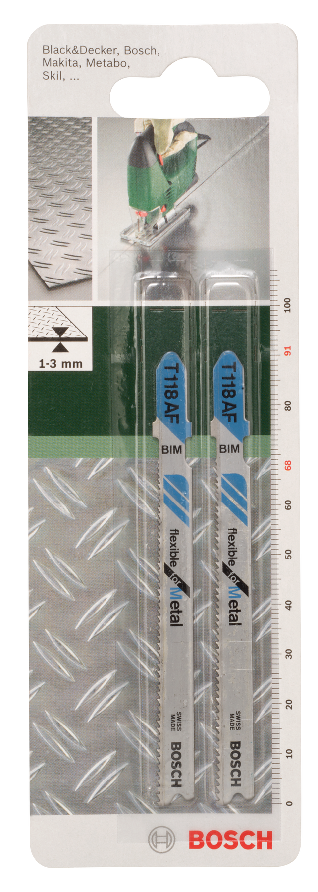 Lâmina de serra tico-tico bimetálica Bosch, T 118 AFFlexível para metal
