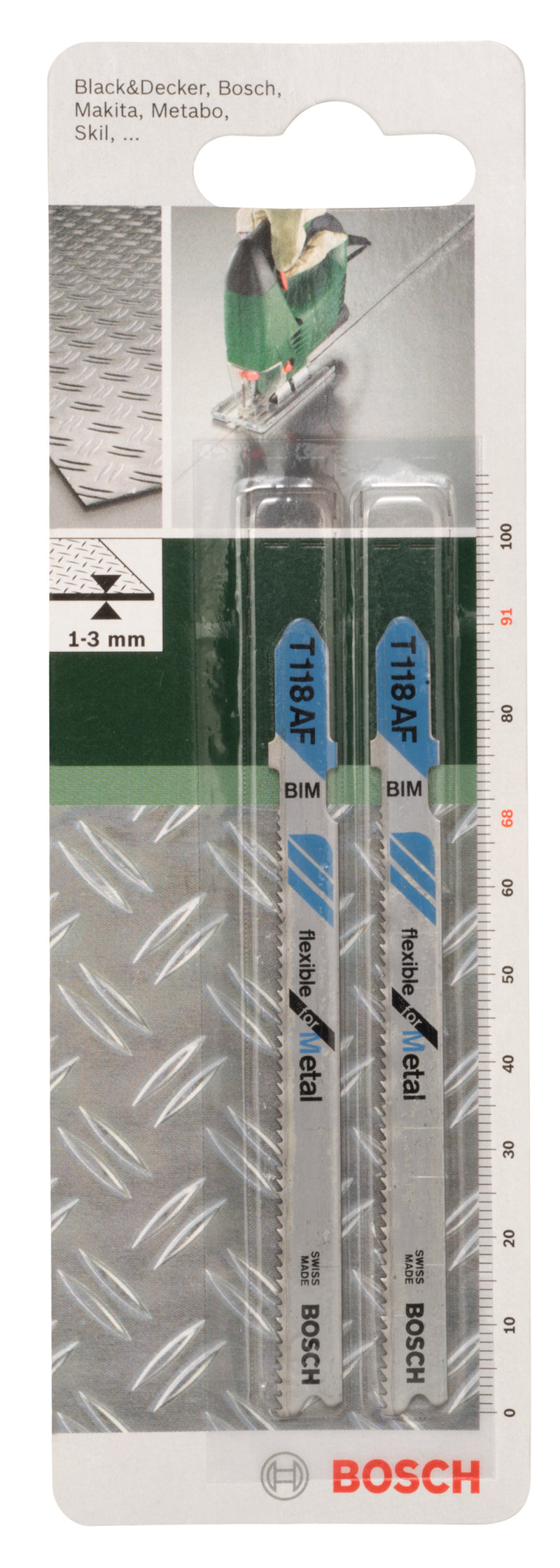 Lâmina de serra tico-tico bimetálica Bosch, T 118 AFFlexível para metal