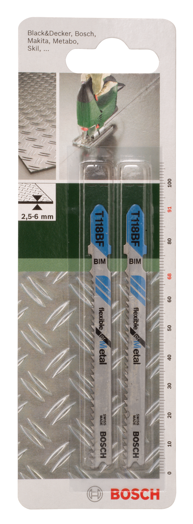 Lâmina de serra tico-tico bimetálica Bosch, T 118 BFFlexível para metal