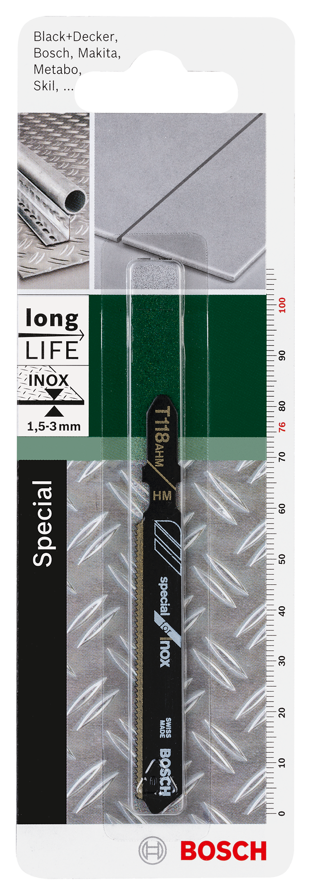 Lâmina de serra tico-tico Bosch Carbide, T 118 AHM especial para inox