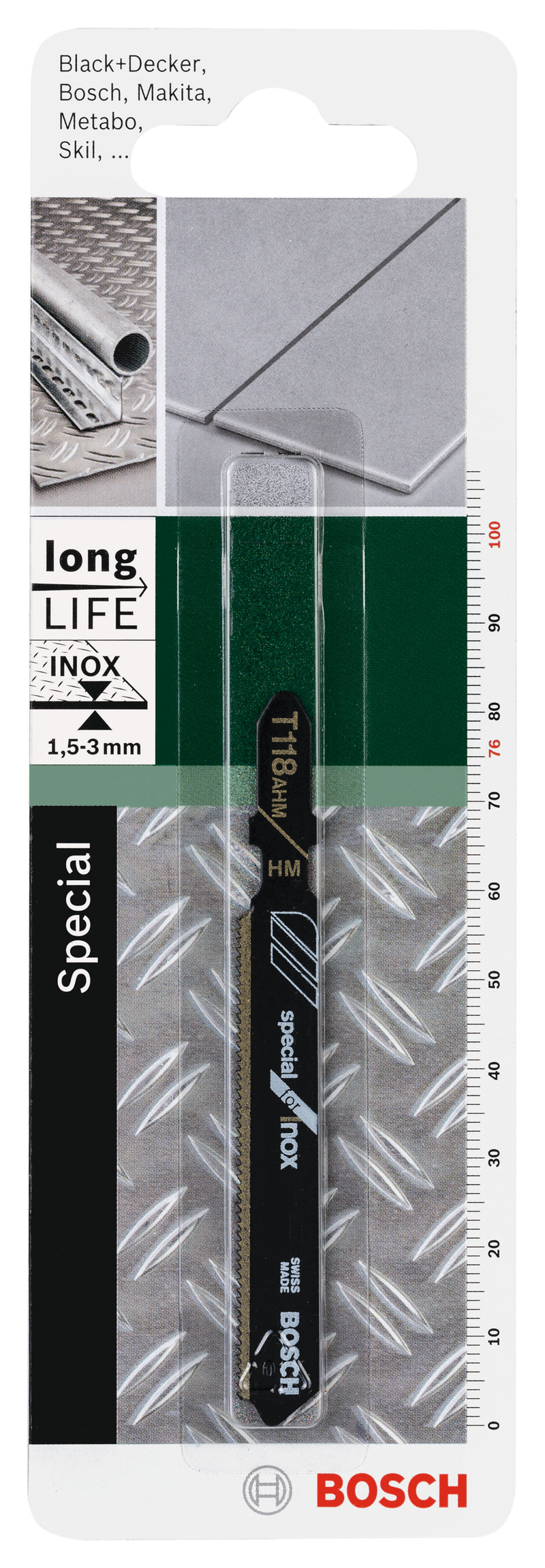 Lâmina de serra tico-tico Bosch Carbide, T 118 AHM especial para inox