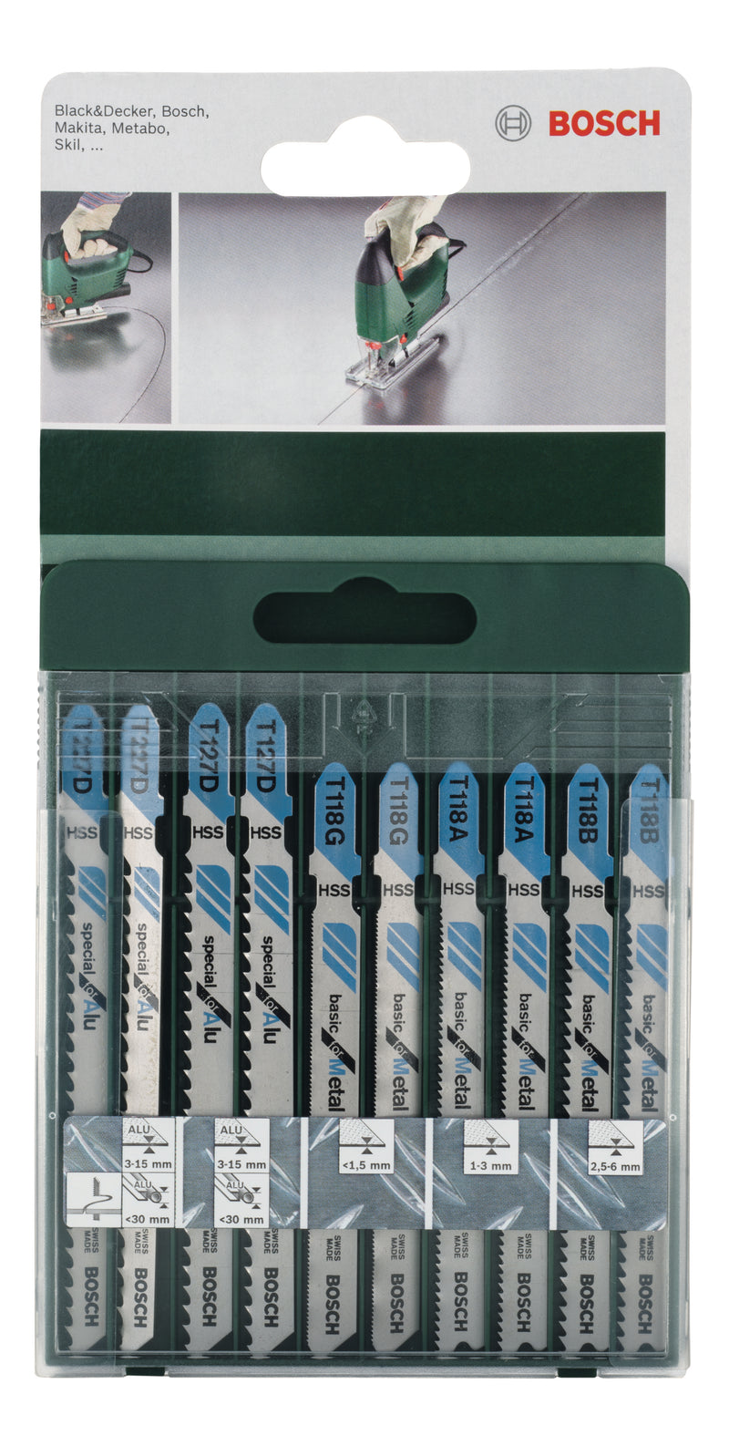 Bosch Set of 10 jigsaw blades with TT 118 A shank (2x); T 118 B (2x); T 118 G (2x); T 127 D (2x); T 227 D (2x)