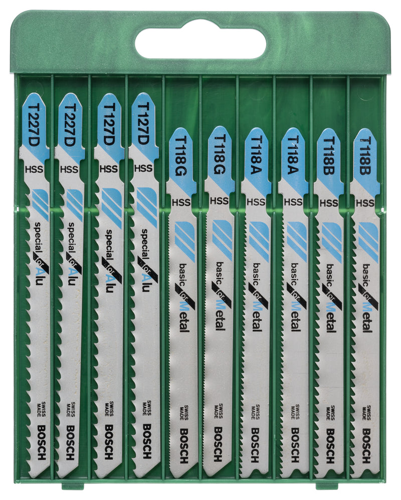 Bosch Set of 10 jigsaw blades with TT 118 A shank (2x); T 118 B (2x); T 118 G (2x); T 127 D (2x); T 227 D (2x)