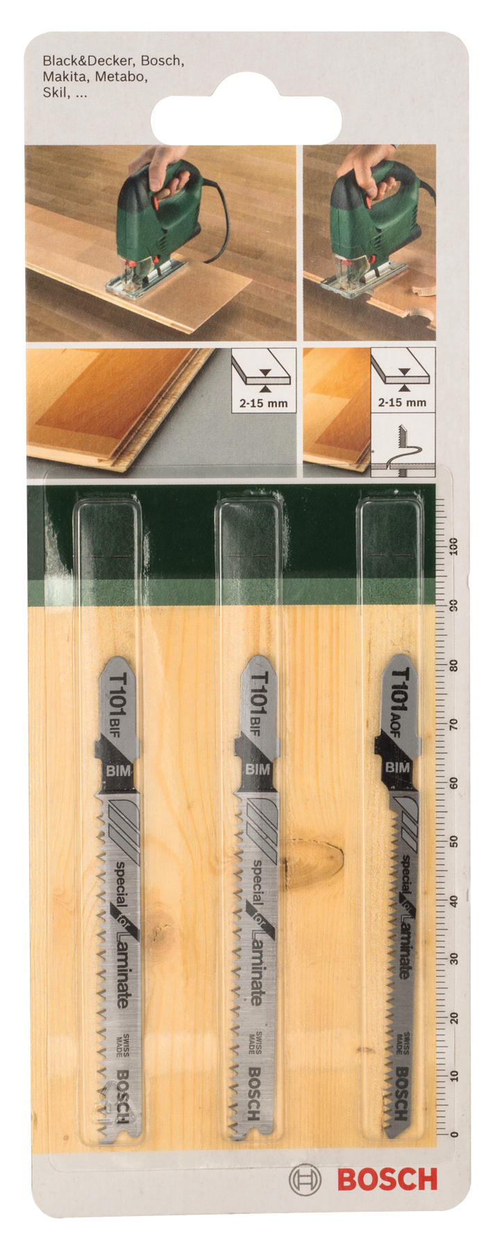 Bosch Set of 3 jigsaw blades with TT 101 BIF shank (2x); T 101 AOF