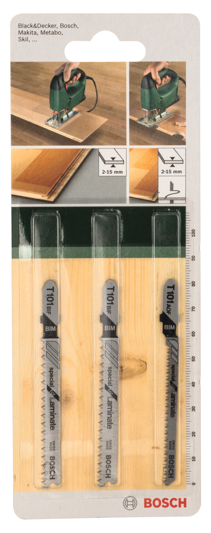 Bosch Set of 3 jigsaw blades with TT 101 BIF shank (2x); T 101 AOF