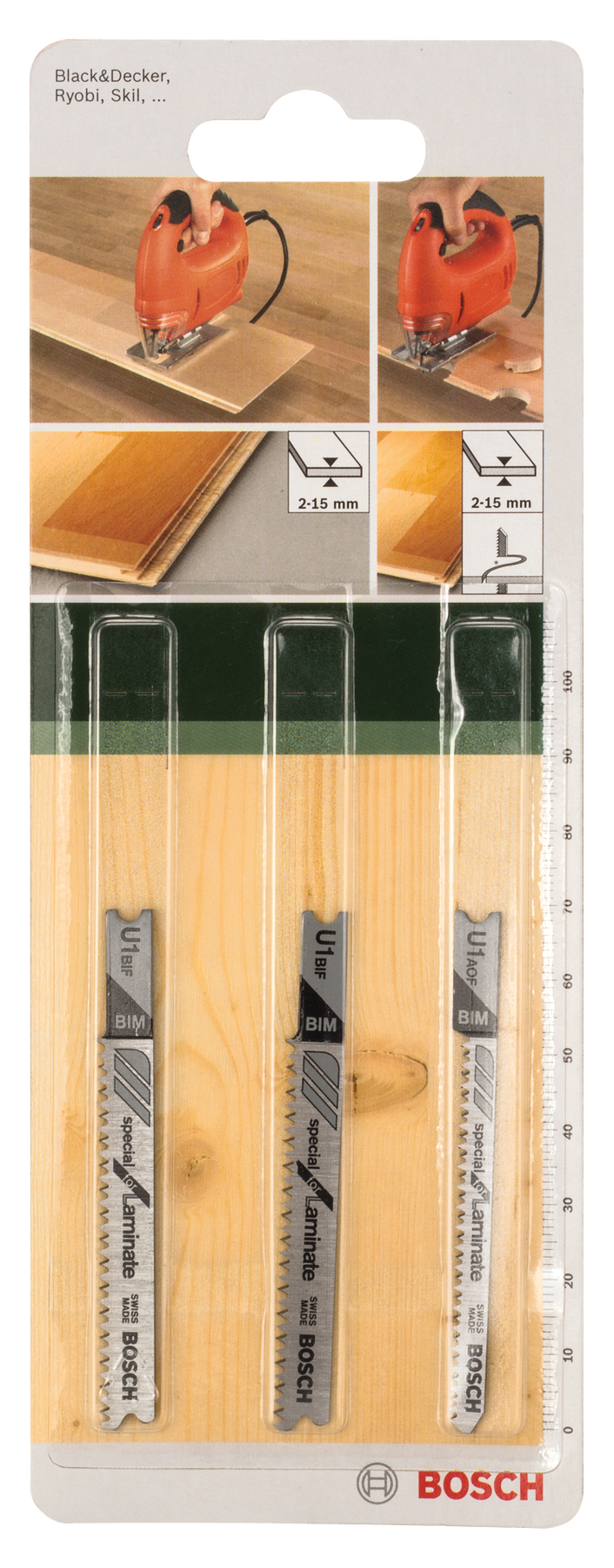 Lâmina de serra tico-tico Bosch 3 peças em U para laminado