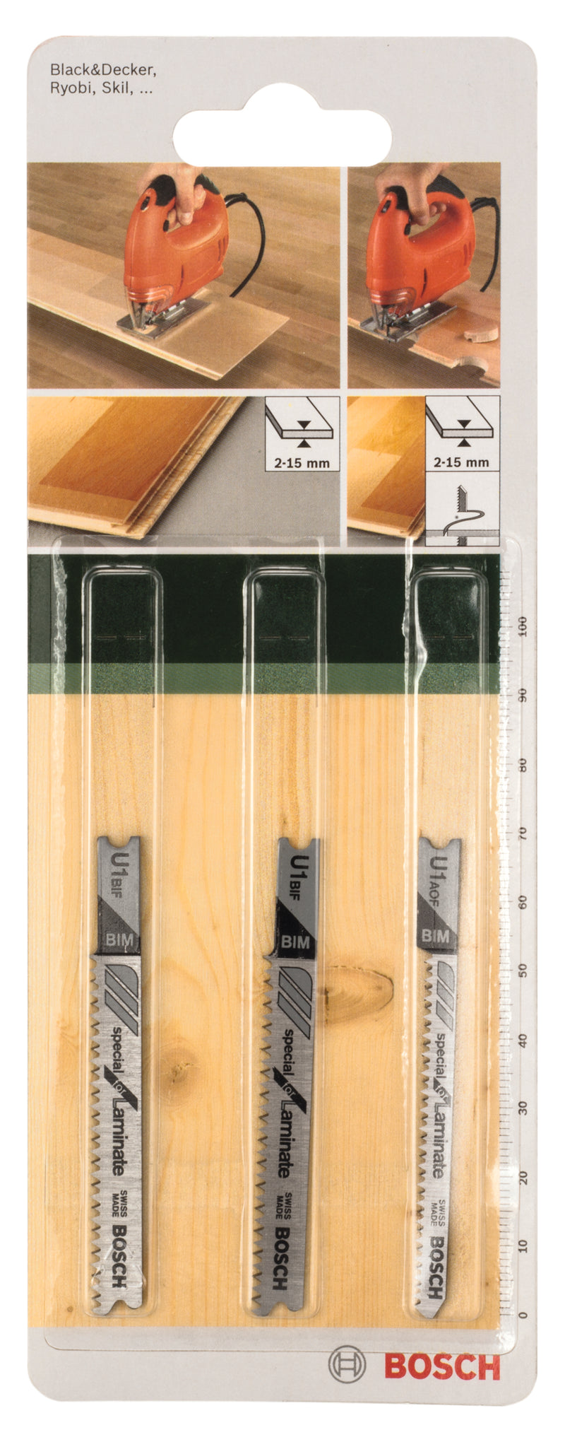 Lâmina de serra tico-tico Bosch 3 peças em U para laminado
