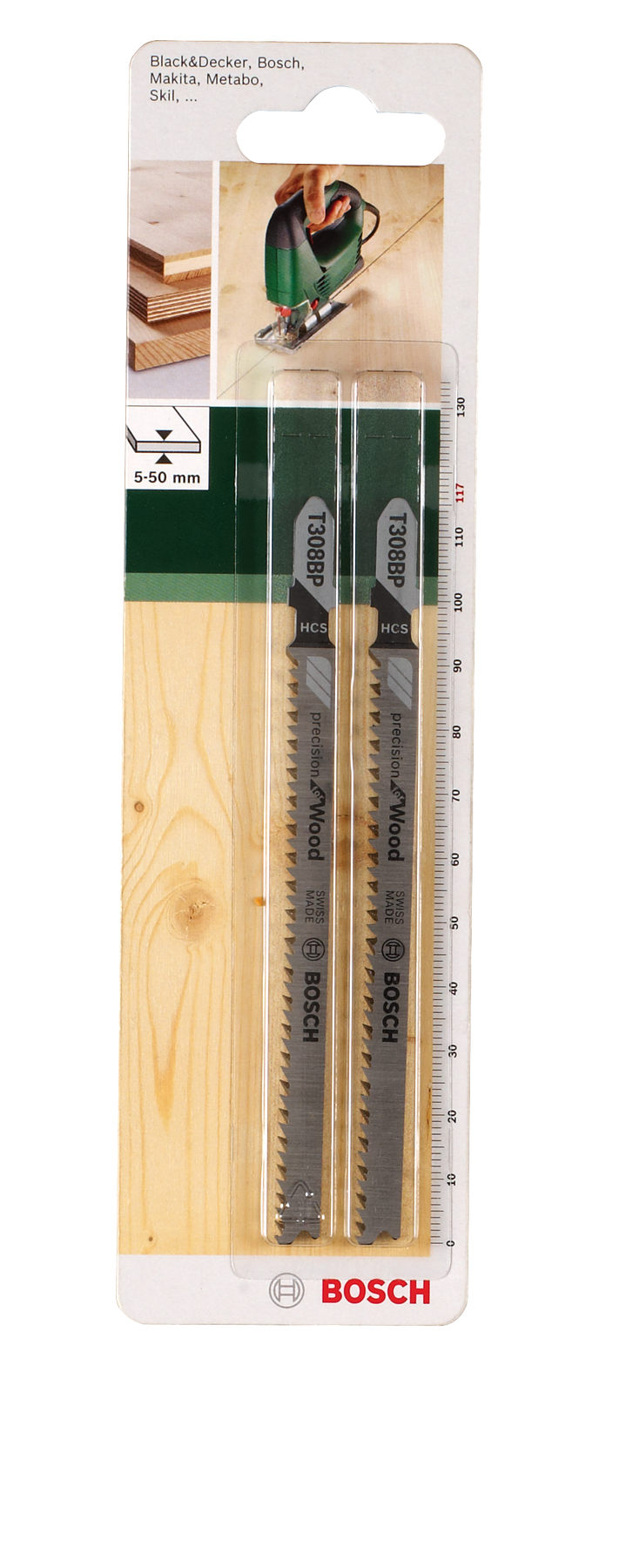 Hoja de sierra de calar Bosch HCS, T 308 BP, Precisión para madera