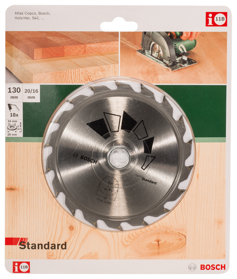 Lâmina de serra circular Bosch STANDARDD= 130 mm; furo= 20 mm; de= 18