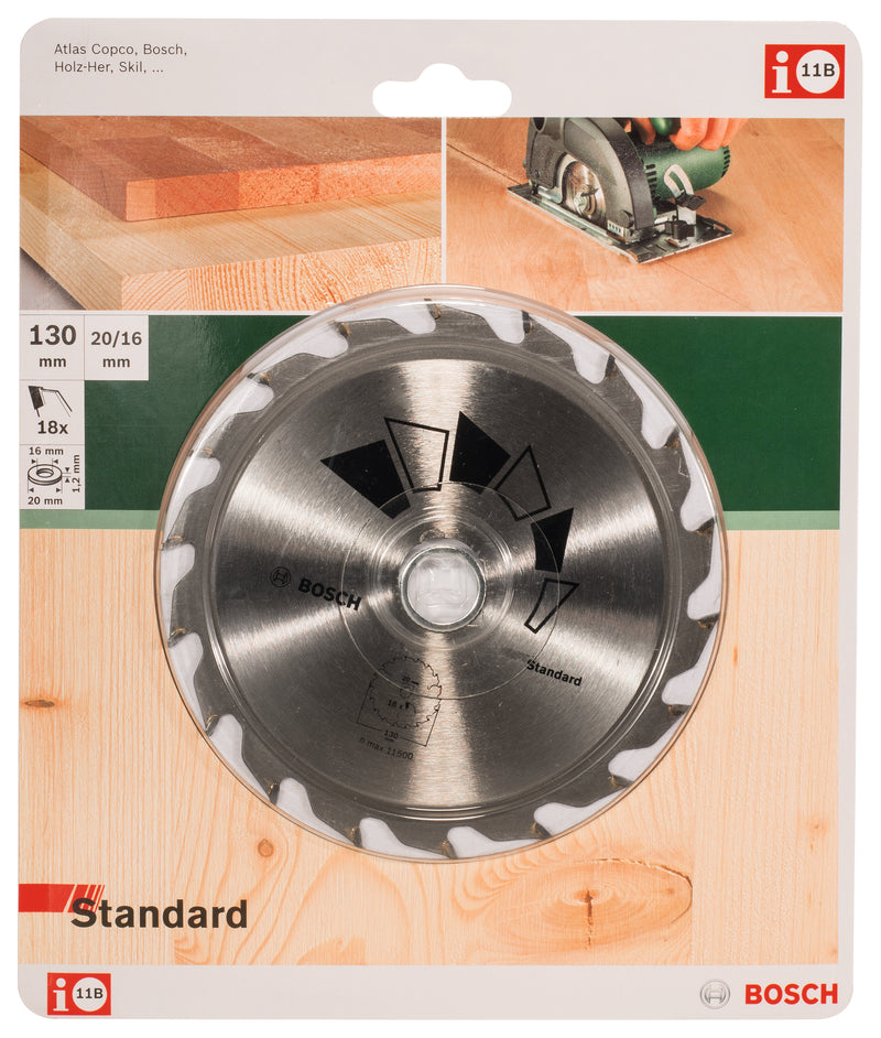 Lâmina de serra circular Bosch STANDARDD= 130 mm; furo= 20 mm; de= 18