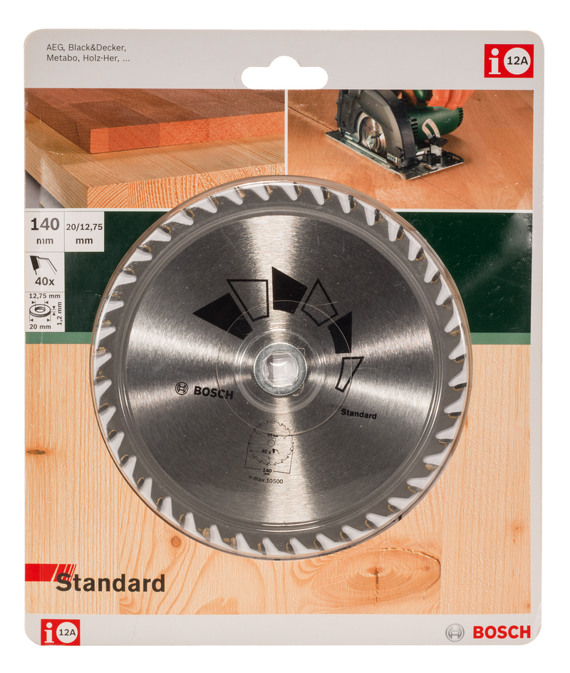 Lâmina de serra circular Bosch STANDARDD= 140 mm; furo= 20 mm; de= 40