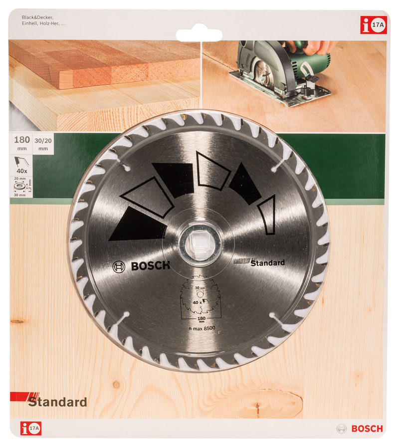 Lâmina de serra circular Bosch STANDARDD= 180 mm; furo= 30 mm; de= 40