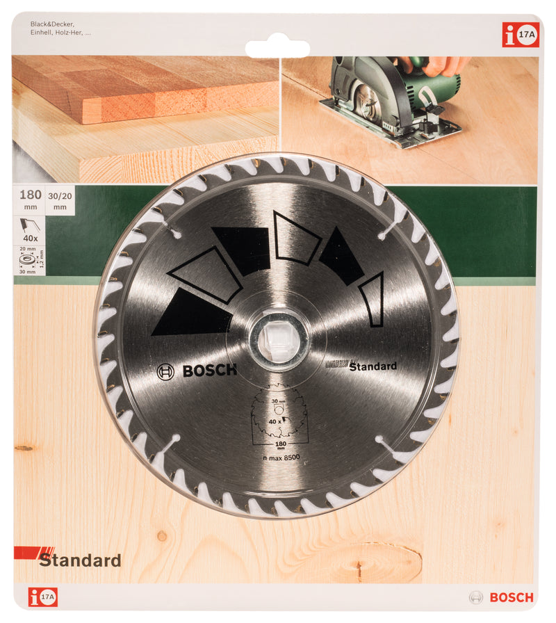 Lâmina de serra circular Bosch STANDARDD= 180 mm; furo= 30 mm; de= 40