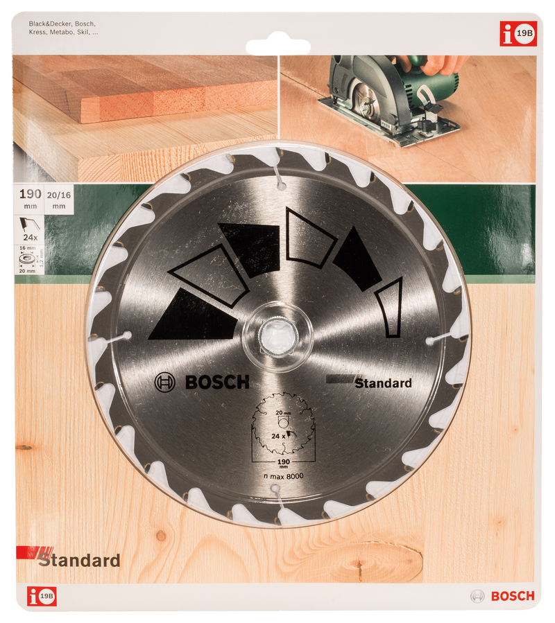 Lâmina de serra circular Bosch STANDARDD= 190 mm; furo= 20 mm; de= 24