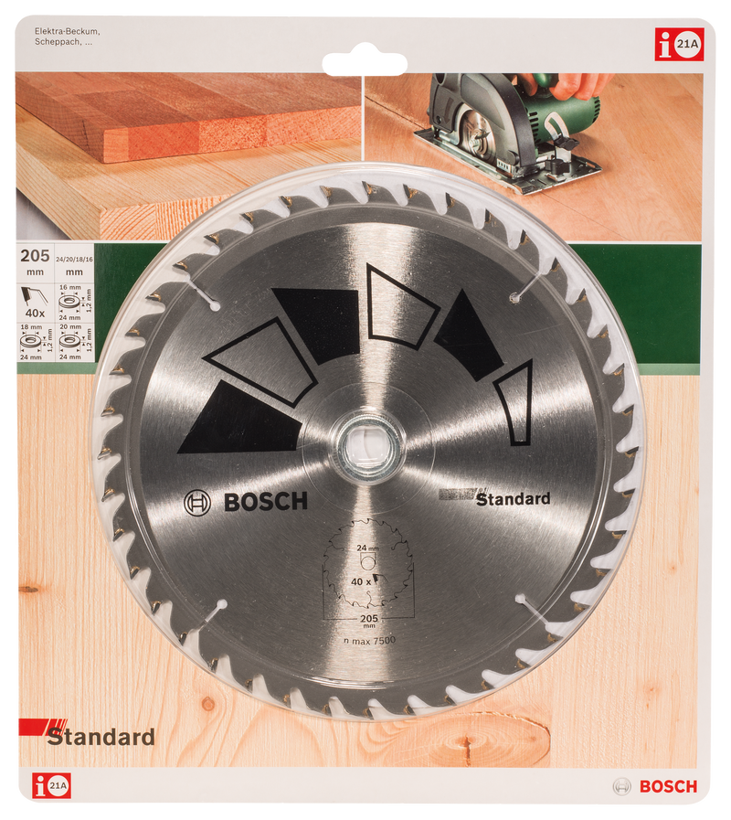 Bosch Circular Saw Blade STANDARDD= 205 mm; hole= 24/20 mm; of= 40